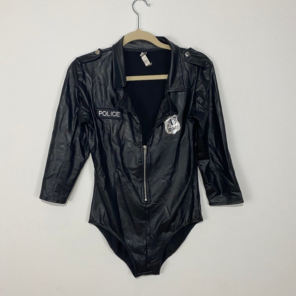 Police costume Leather Sexy Leotard